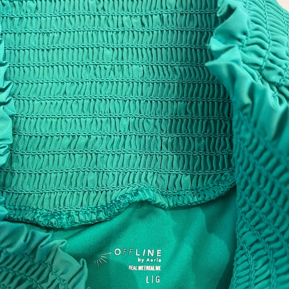Offline by Aerie Real Me Smocked Running Short Green Size Large EUC - Picture 6 of 6